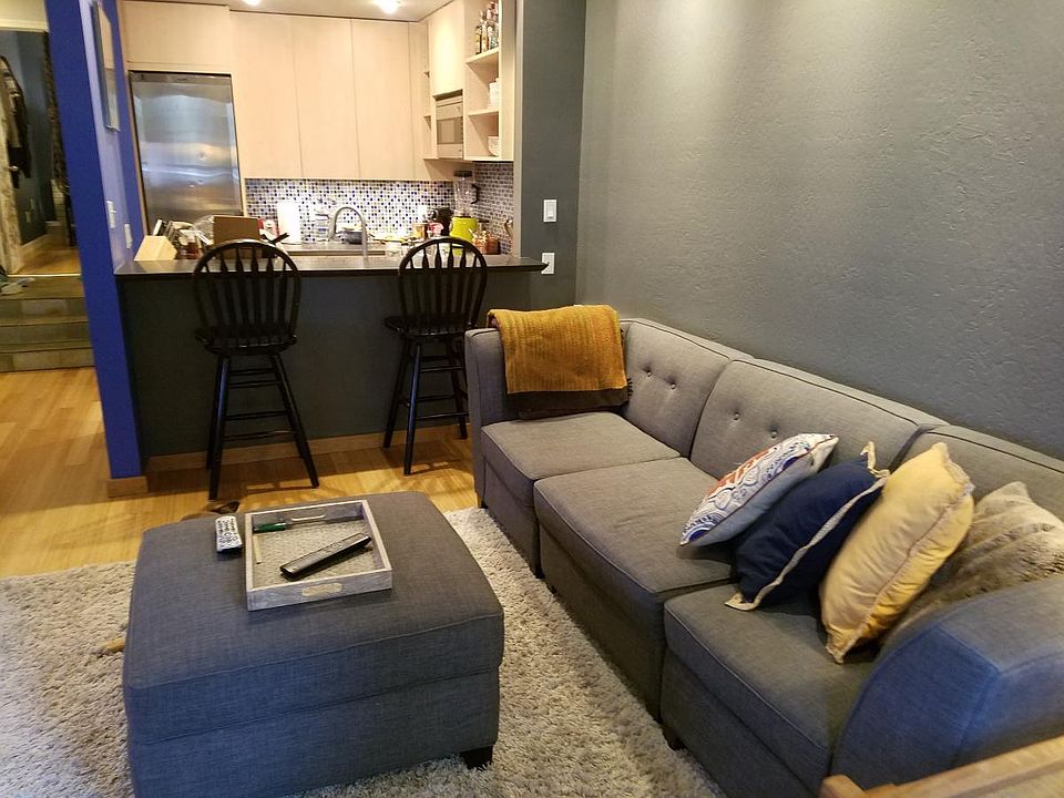 View from living room into kitchen
