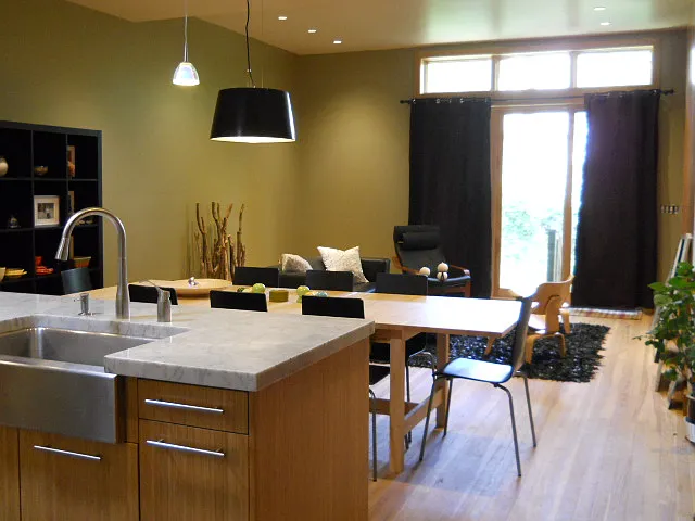 Dining, living room, and door to rear patio