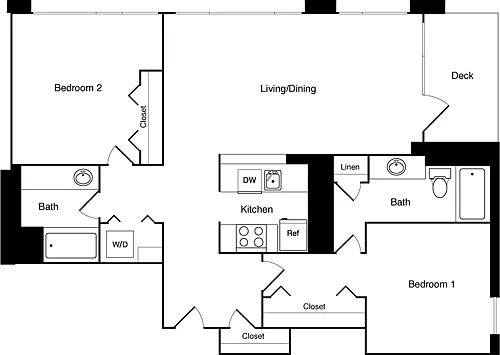 Floor plan 2 Bed 1415 SE