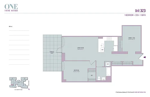 Floor plan 323 with Den and Terrace