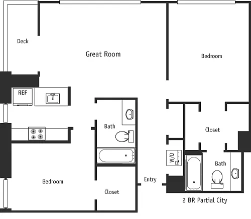 Floor plan 2 Bed Partial City