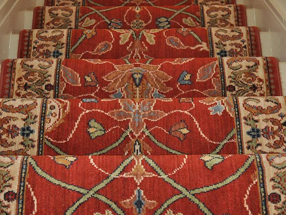 stairway to apartment; wool carpet