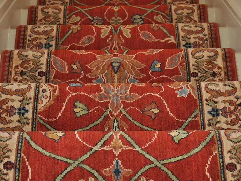 stairway to apartment; wool carpet