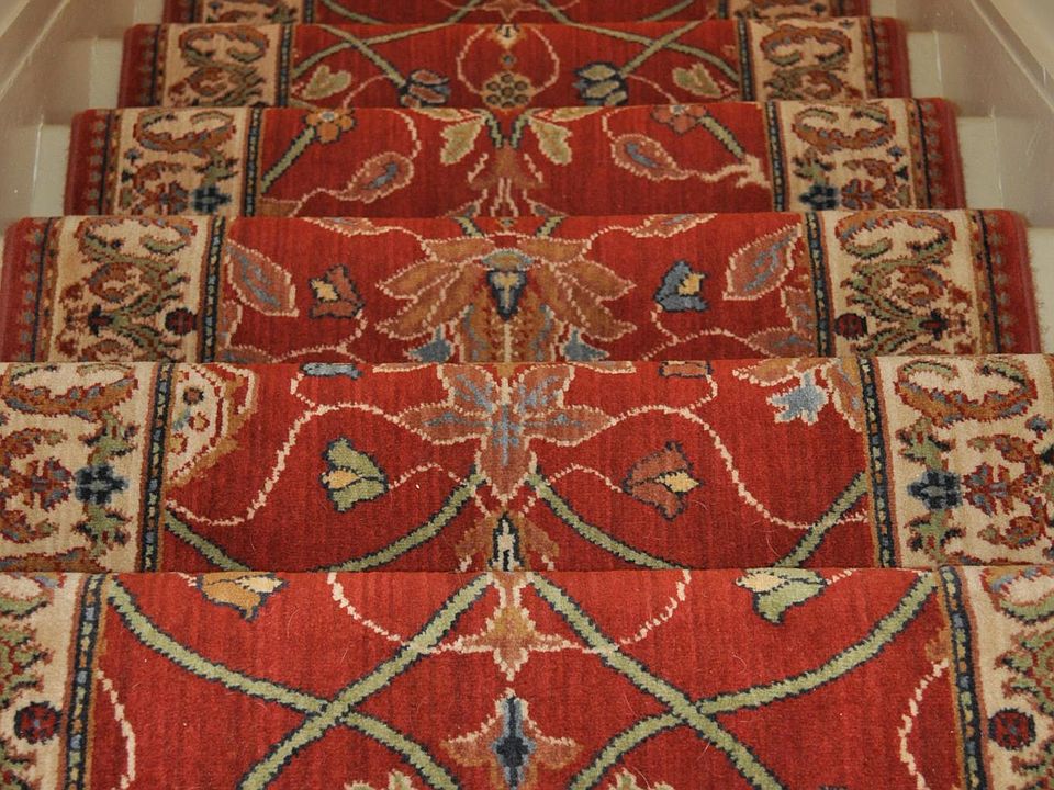 stairway to apartment; wool carpet