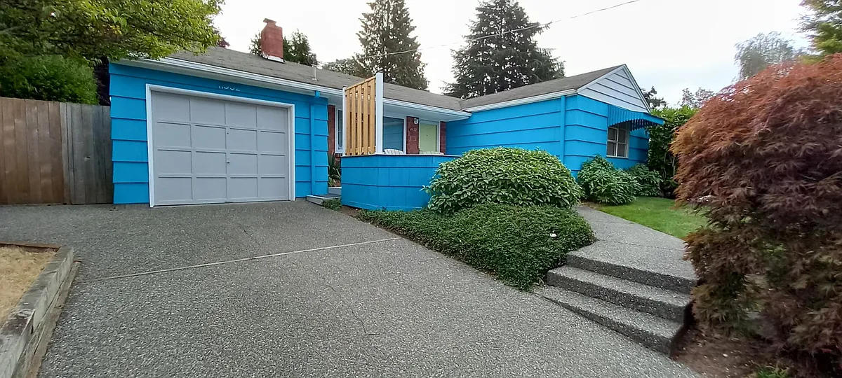 House and Attached Garage from Concrete Driveway - 11532 4th Ave NW