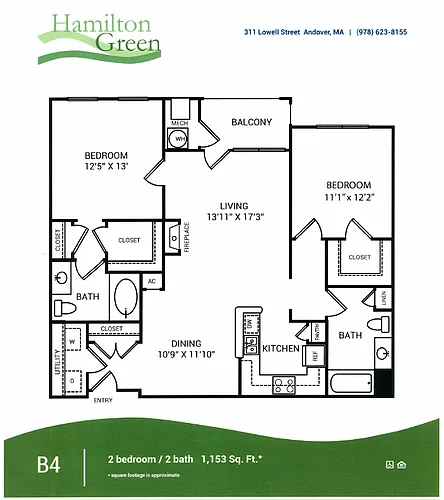 Floor plan 2 Bedroom 2 Bath