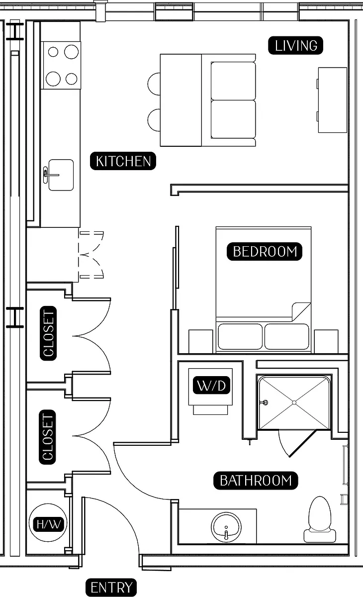 Floor plan Studio w/ Bed Nook Floor Plan A