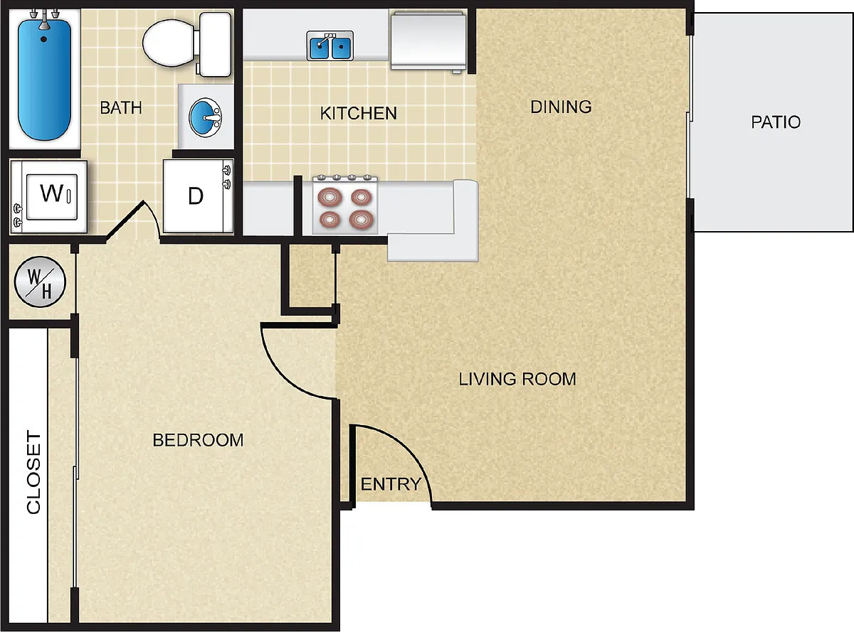 Floor plan 1x1 - 479 sf -A1-C