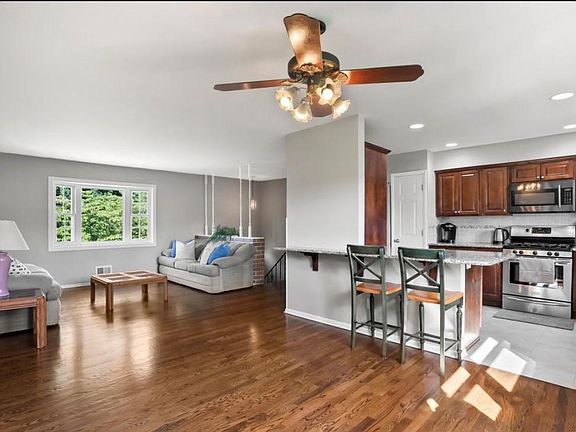 Living room and dining room area