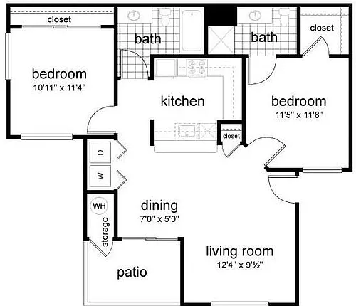 Floor plan Two Bedroom Two Bath