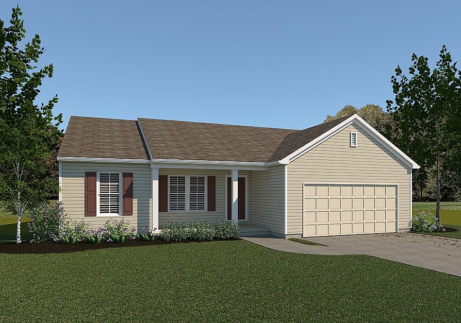 Campbell American Elevation Optional Garage Door Shown