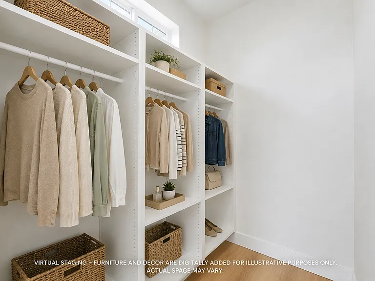 Primary room walk in closet