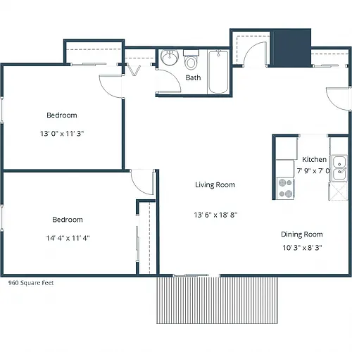 Floor plan Two Bedroom 21C