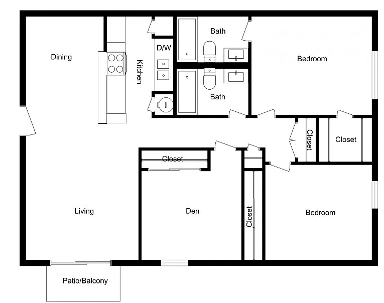 Floor plan 3BD/2Bath Renovated