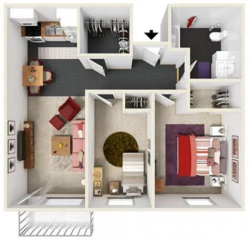 Floor plan 2 Bedroom 1 Bath