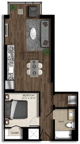 Floor plan 1 Bed/1 Bath JR-2E