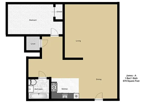 Floor plan 1 Bedroom 1 Bath