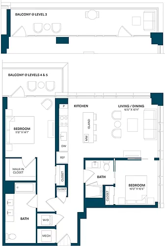Floor plan 2 Bed/2 Bath-B2 TYP 15