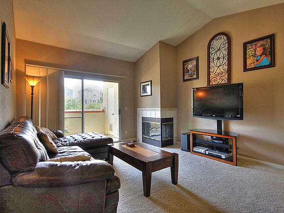 Living Room with Wood Burning Fireplace