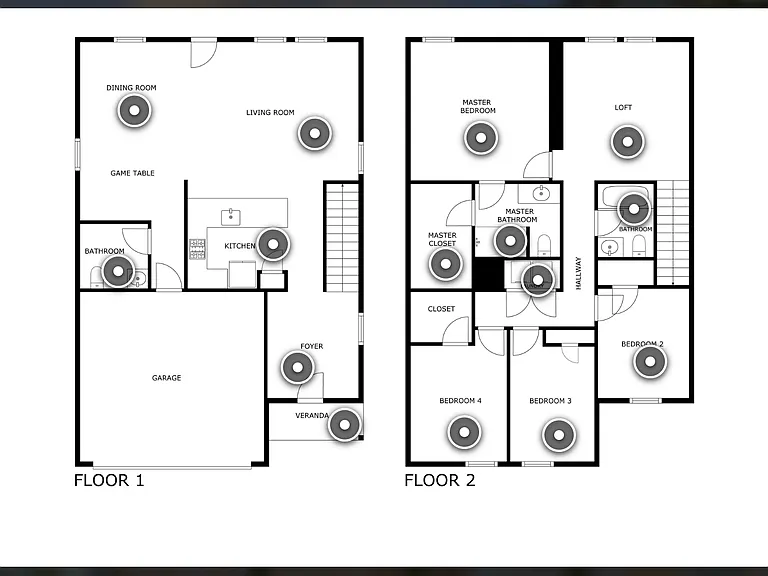 Floorplan (this plan is clickable inside the 360 tour available via Haven Furnished Stays)