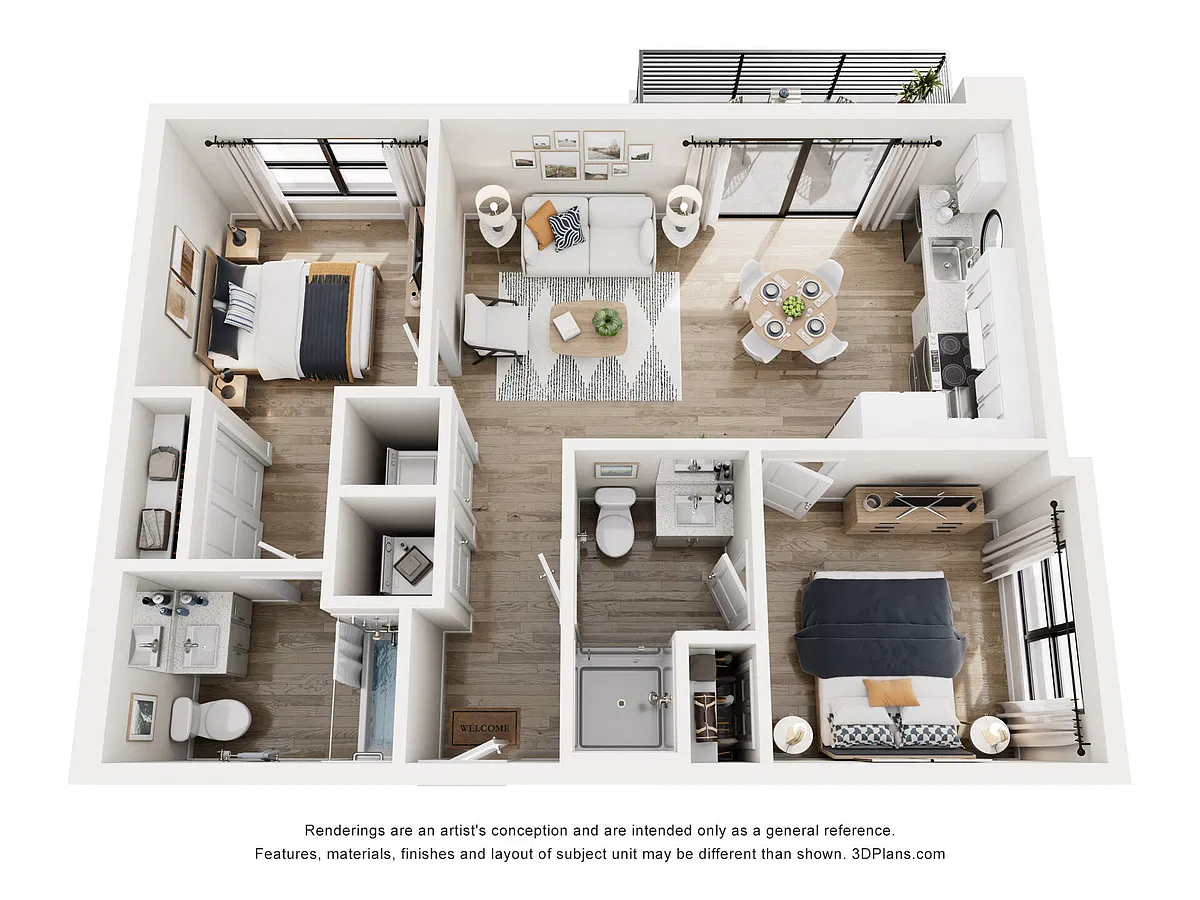 Floor plan 2 Bed | 2 Bath