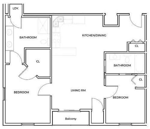 Floor plan 2 BED / 2 BA
