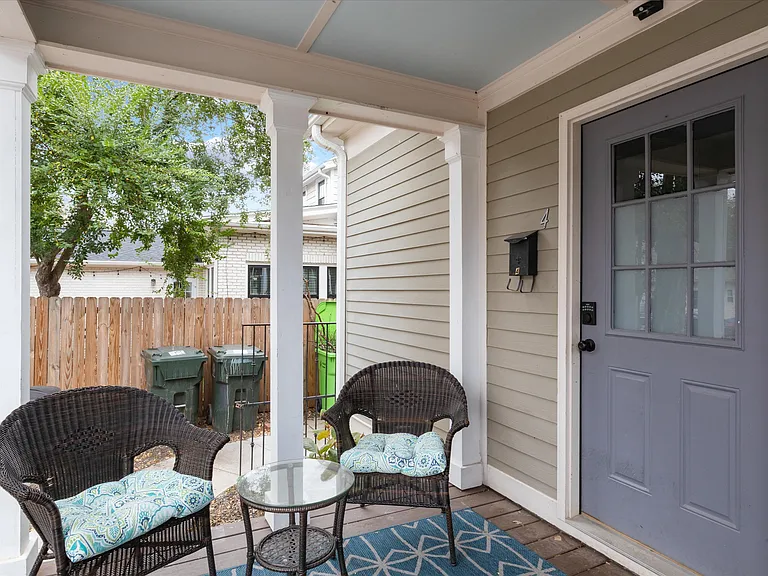 Rear, covered deck