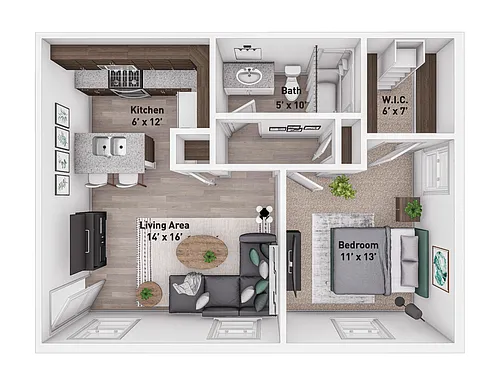 Floor plan 1 Bedroom 1 Bath