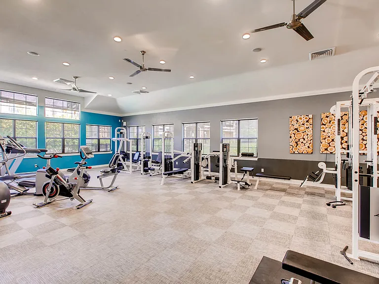 Stay active with a fully equipped fitness center right at home.
