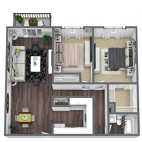 Floor plan B9: 2 Bed 1 Bath