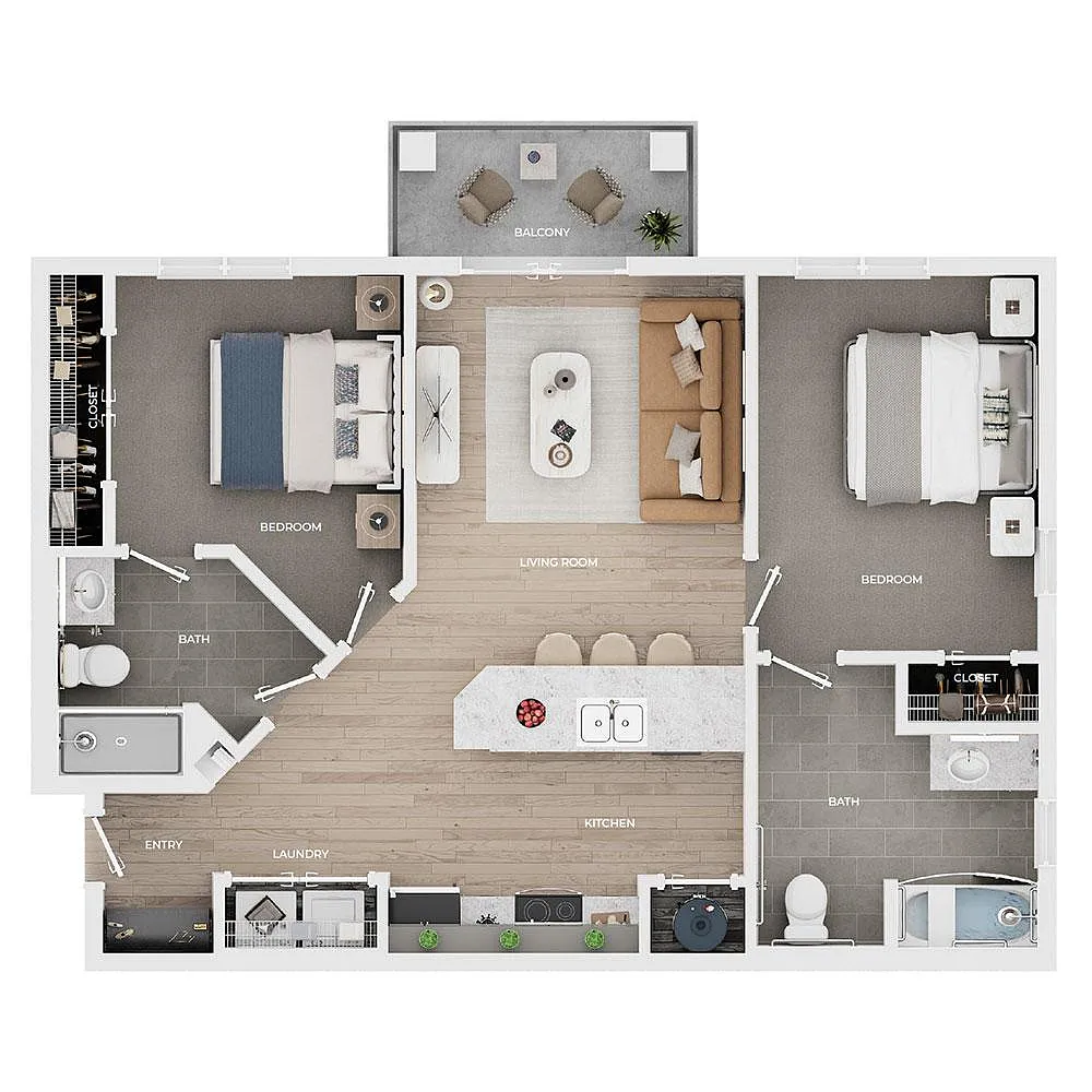 Floor plan Two Bedroom, Two Bath A