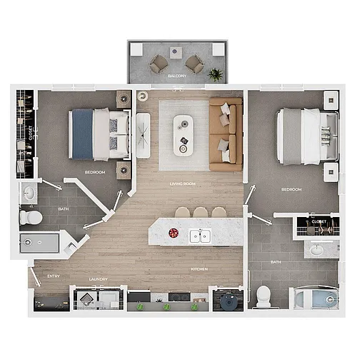 Floor plan Two Bedroom, Two Bath A