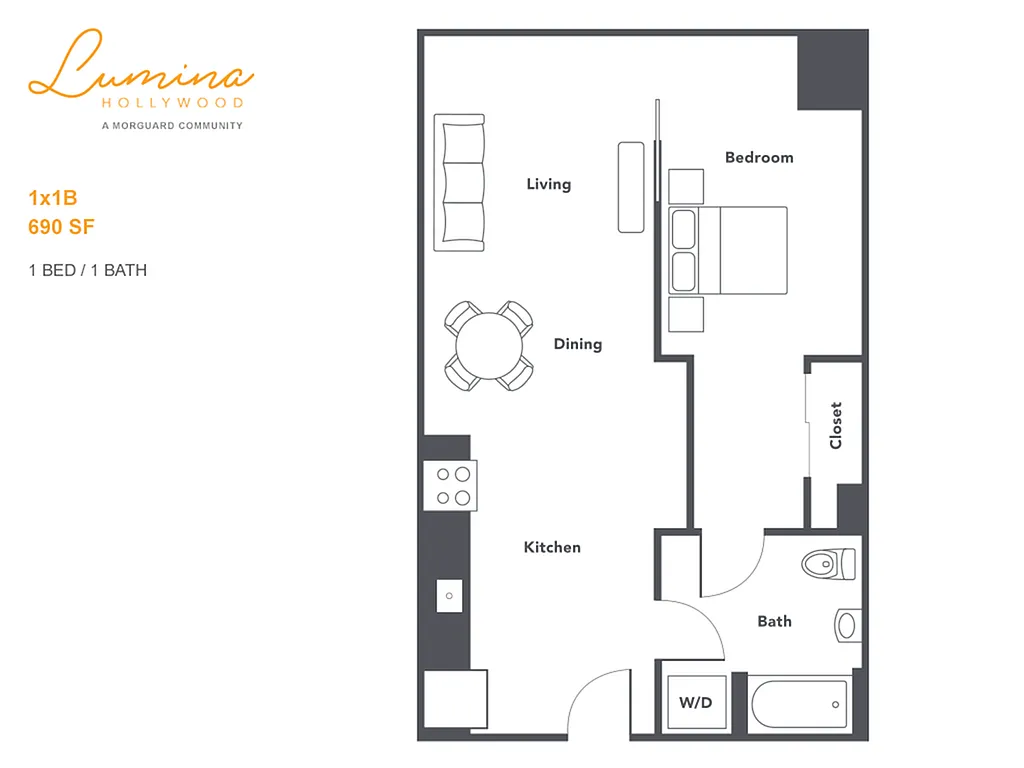 Floor plan 1x1B