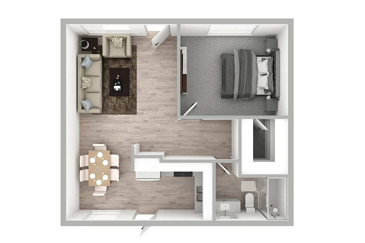 Floor plan One Bedroom, One Bathroom