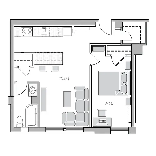 Floor plan One Bedroom/One Bath