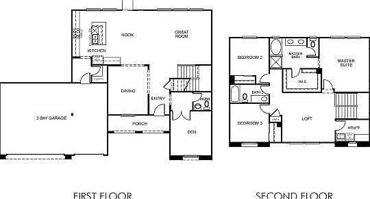 This floorplan is 2,354 sq. ft. with 3 bedrooms and 2.5 baths