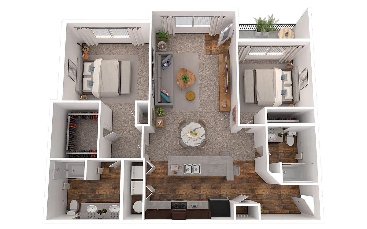 Floor plan 2 Bedroom, 2 Bathroom