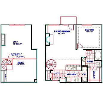 Floor plan Traditional 1x1 571-1392 SF