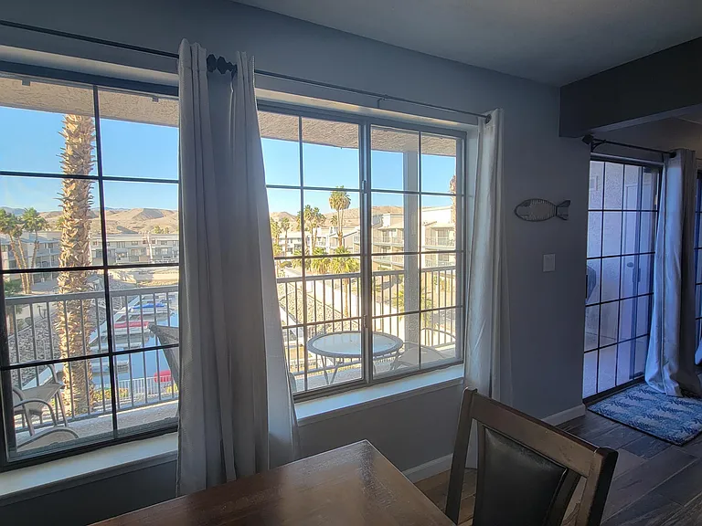 Picture windows overlooking the Marina