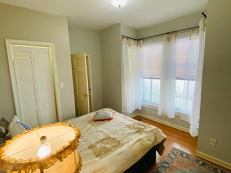 The First Bedroom fits a queen mattress.