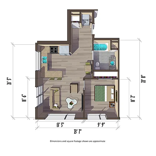 Floor plan 1BR/1BA - M