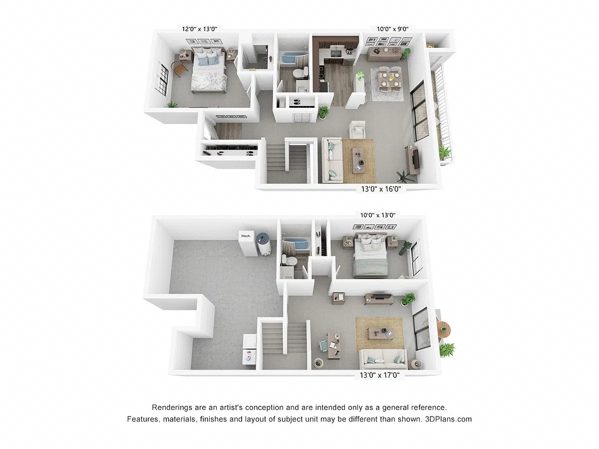Floor plan Two Bedroom Townhome