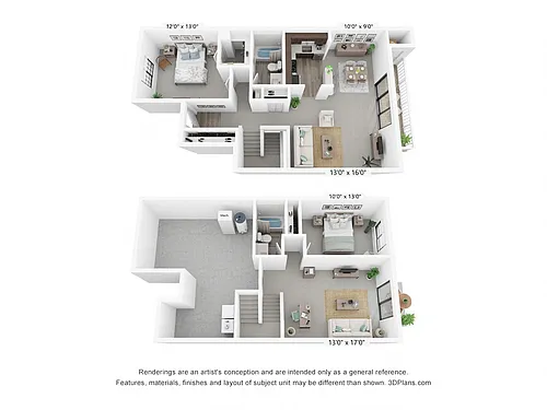 Floor plan Two Bedroom Townhome