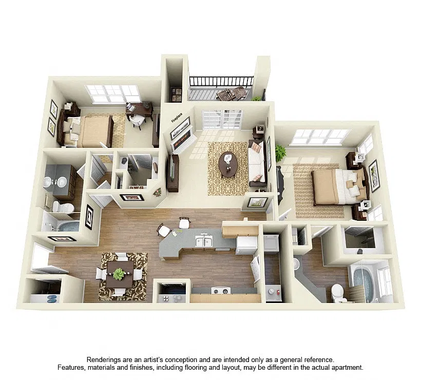 Floor plan 2 Bed 2 Bath Small