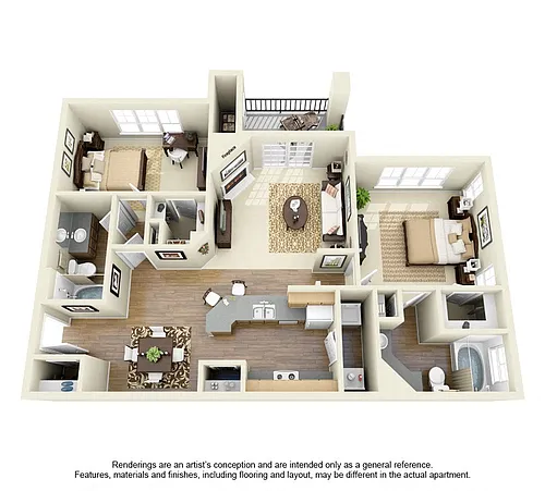 Floor plan 2 Bed 2 Bath Small