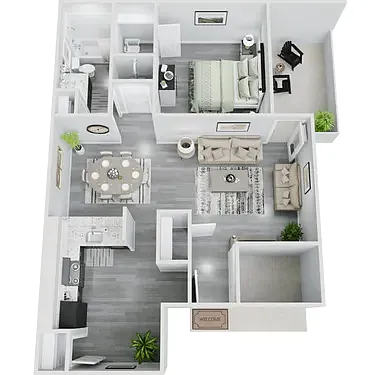Floor plan One Bedroom One Bath - A1