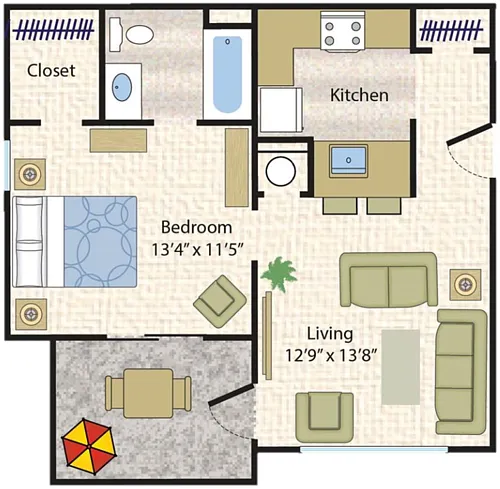Floor plan 1X1 Reno