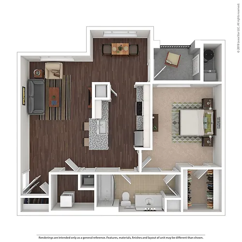 Floor plan A3 - 1 bedroom/1 bath