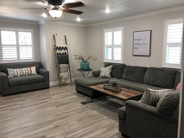 Large family room with smart tv.