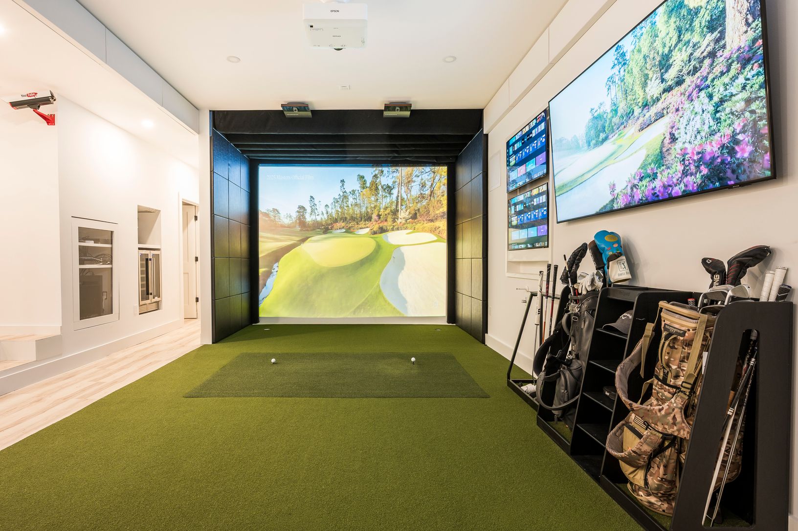  Golf Simulator and Theater with retractable 4K Screen and Projector